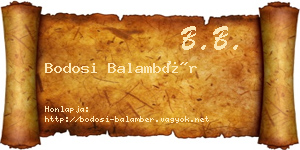 Bodosi Balambér névjegykártya